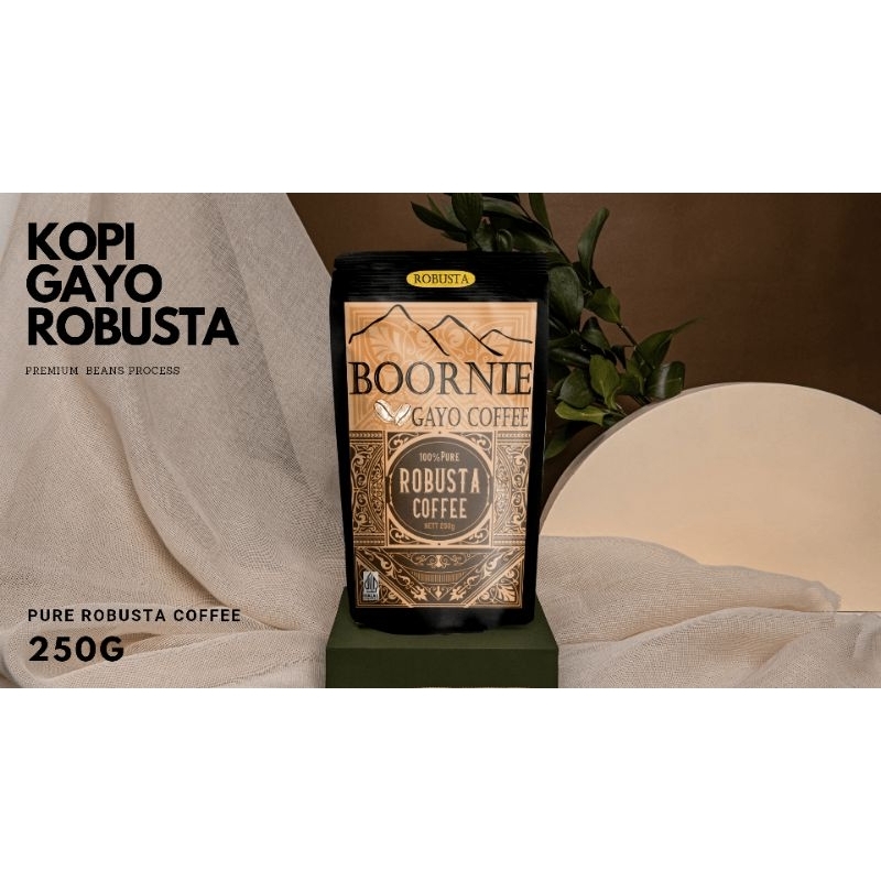 

Kopi Gayo Premium Robusta 250g Pure Base Kopi Tubruk Espresso Drip Coffee dan Manual Brewing