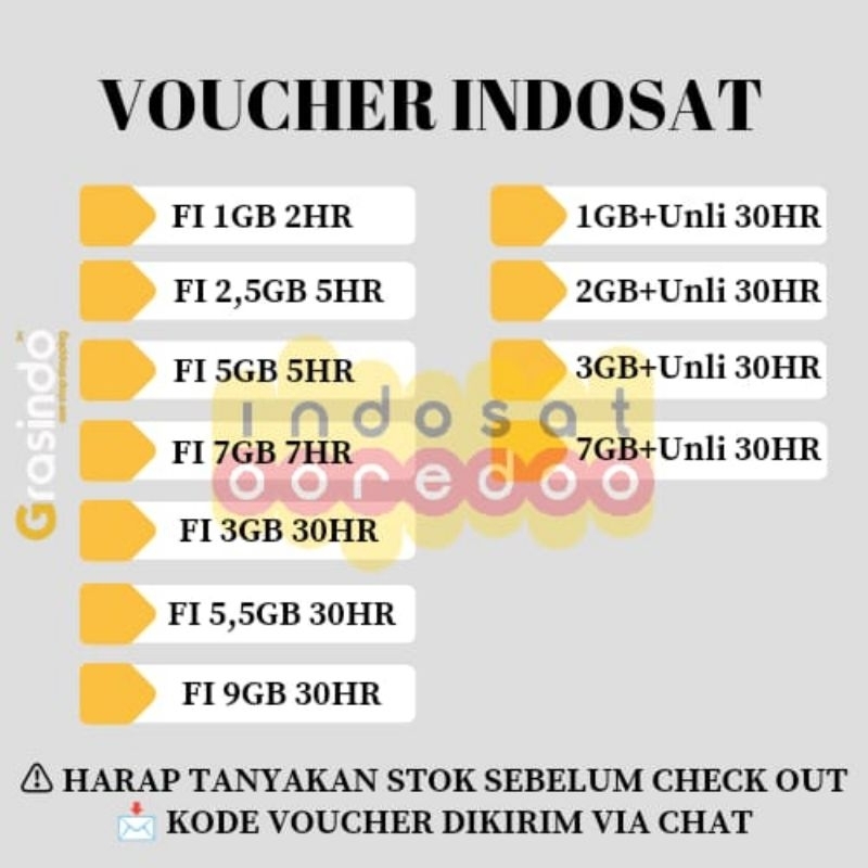 VOUCHER INDOSAT PAKET DATA M3 FREEDOM KUOTA UNLIMITED 1GB 2GB 3GB 7GB TERMURAH