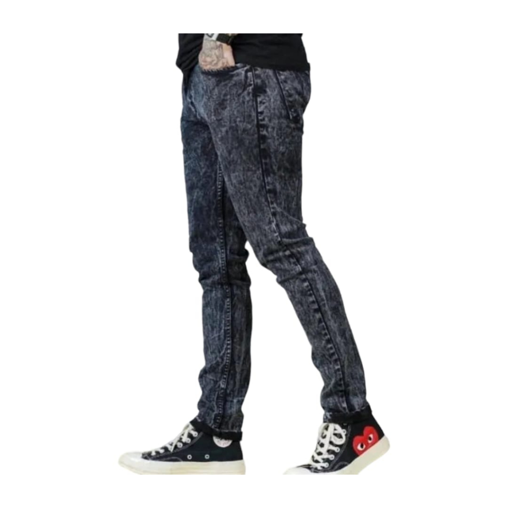 Celana Panjang Jeans Pria Dewasa Snow Black Skinny Stretch Cowok Laki Cowo Distro