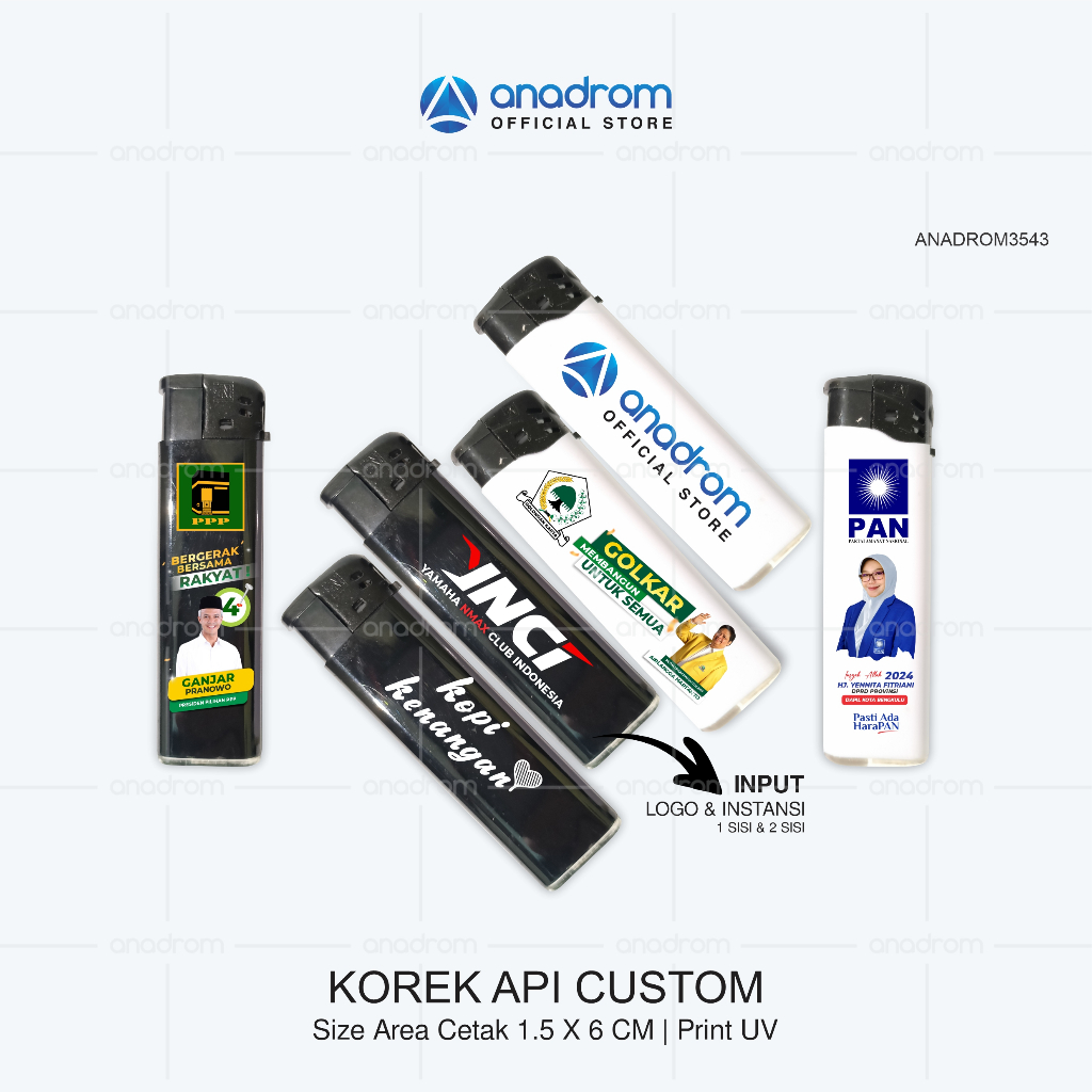 Korek Api Gas Custom Print UV | Mancis Custom Print UV | Media Promosi korek UV Custom | Souvenir Ko
