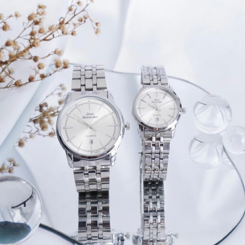 JS 3258-2 Jam Tangan Couple/Pasangan Rantai Original Mesin Tanggal Aktif & 100% Anti Air