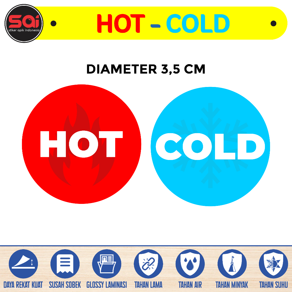 

stiker vinyl anti air / waterprof HOT & COLD BULAT (DIJUAL SEPASANG) laminasi glossy