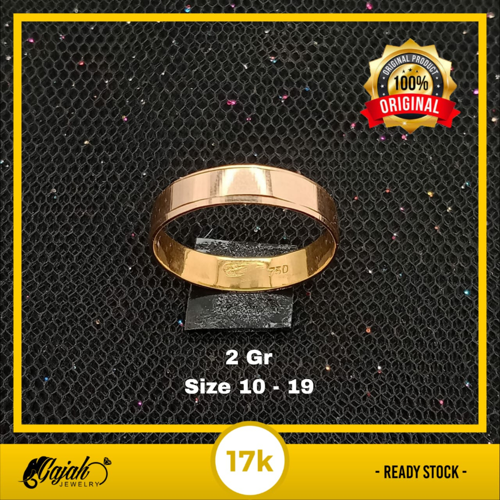 Cincin Emas 17 K - Toko Emas Gajah Online - Cincin Kawin 2 gr - 3702