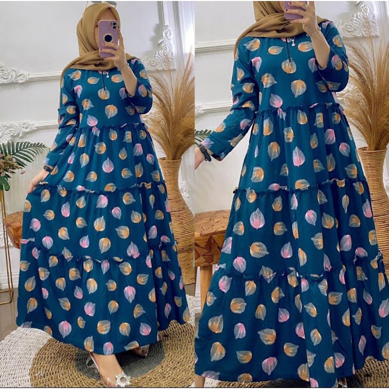 [GAMIS SUSUN] GAMIS CANDA SUSUN MOTIF BUNGA TULIP TERBARU