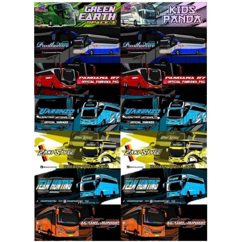 

stiker bus telolet anti air glossy 14pcs