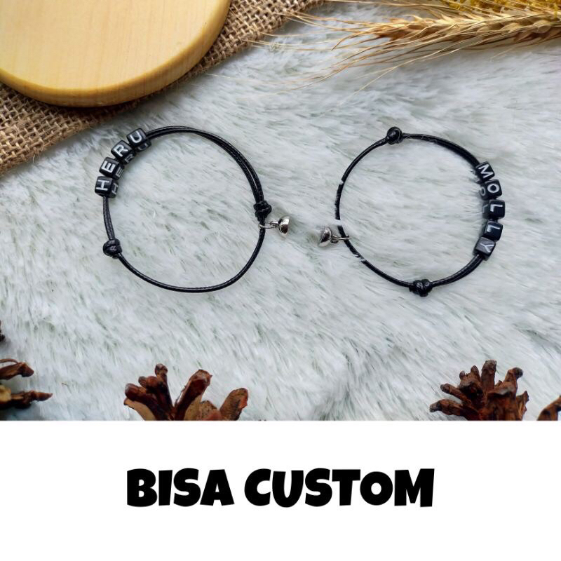 (2pcs)Sepasang Gelang couple Nama Cube + Magnet