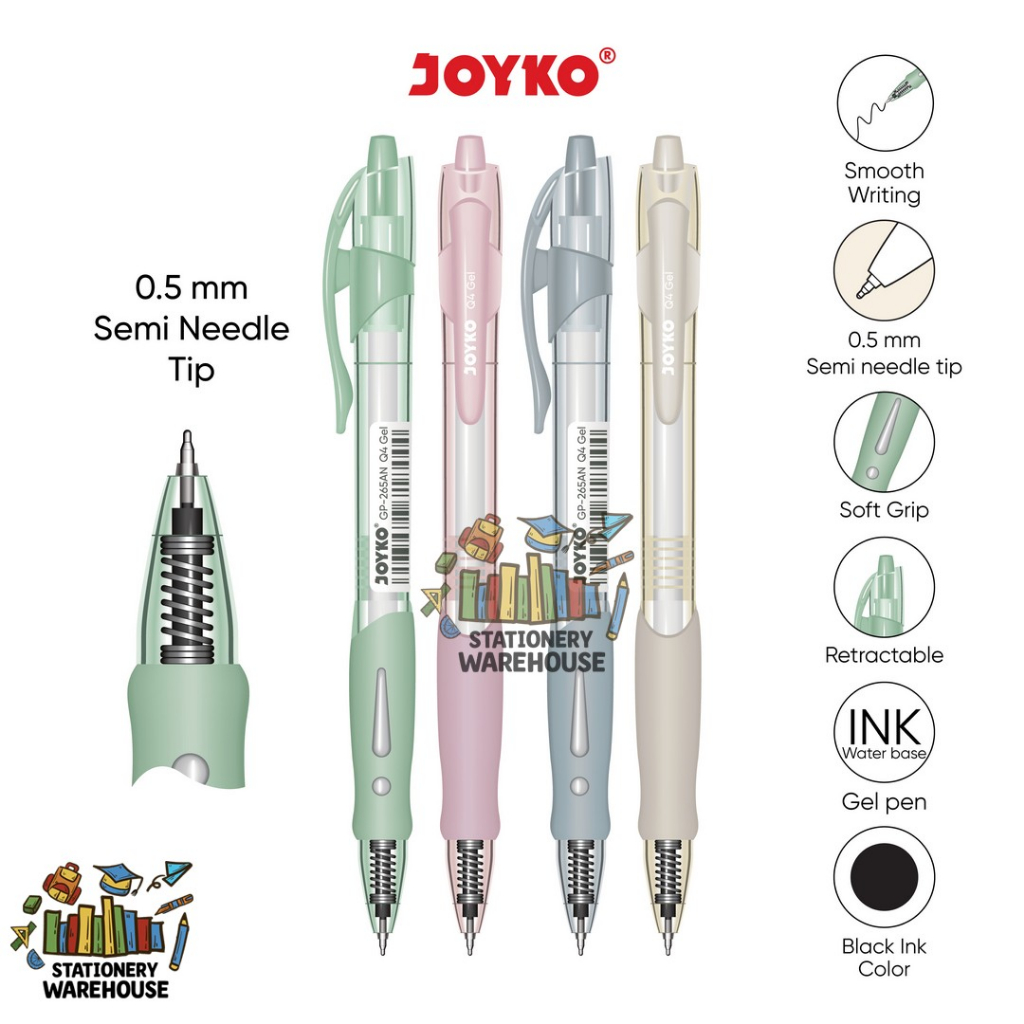 

Gel Pen Pulpen Pena Joyko GP-265AN Q4 Semi Needle Tip Gel 0.5 mm