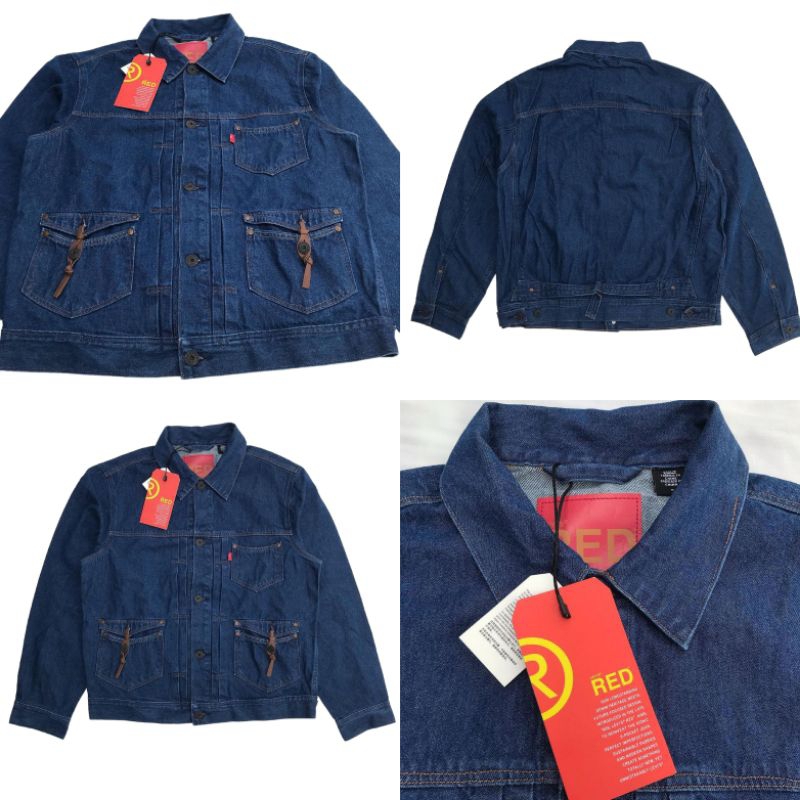 trucker Levis red jacket jeans denim pria