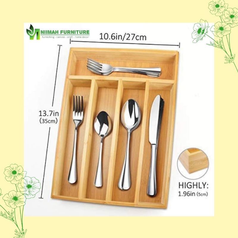 Rak Laci Tempat Sendok dan Garpu Wooden Cutlery Tray Kayu Jati Belanda