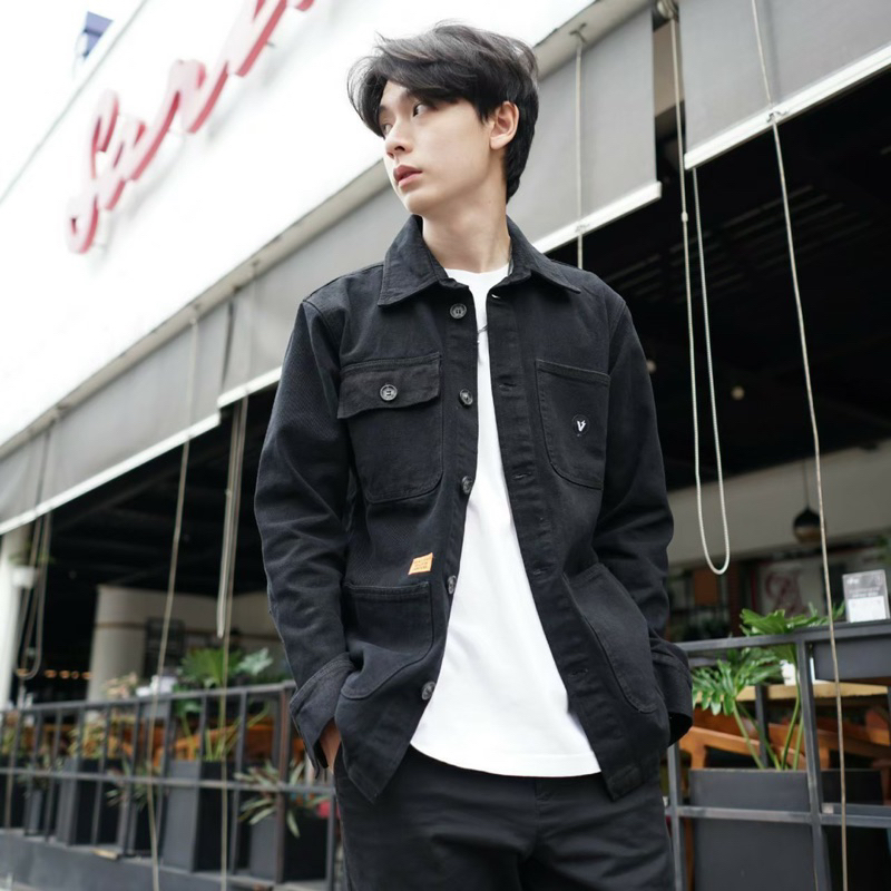 WOLV Jaket Jeans trucker denim pria Size M L XL Jaket jeans pria