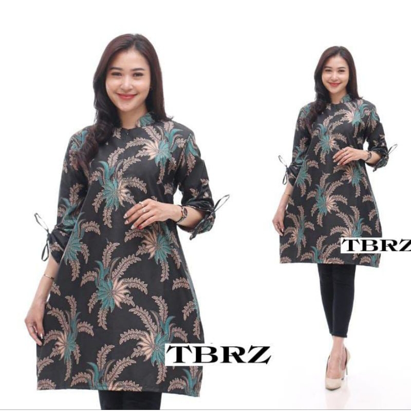 Tunik batik busui motif Teratai hijau m l xl xxl