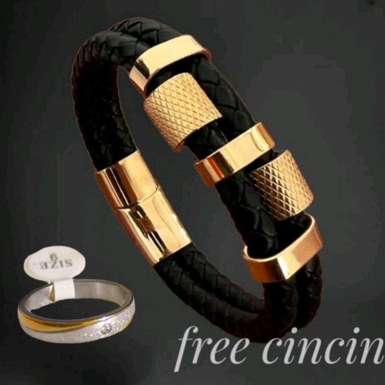BRACELET Gelang Kulit Titanium / Gelang kulit Pria Original