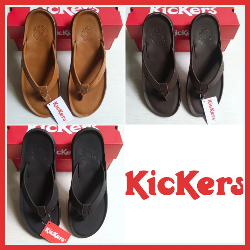 sandal kickers pria - sandal jepit kickers kulit - sandal Japit pria kickers Original Kulit asli