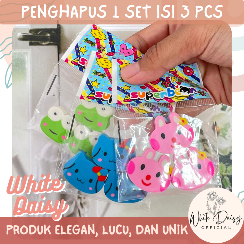 

Penghapus 1 set isi 3 frog rabbit premium lucu unik imut keropi