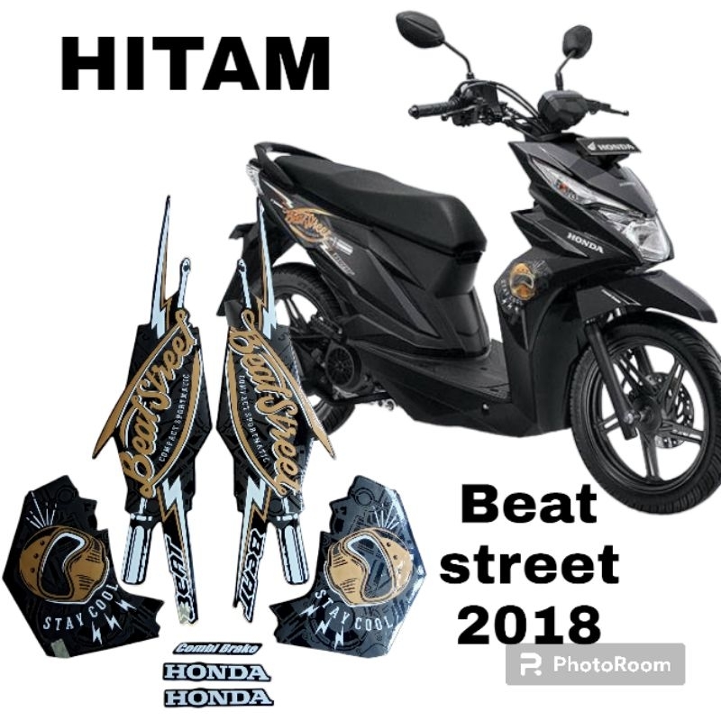 striping honda beat street 2018 hitam, stiker lis body motor beat street 2018 hitam