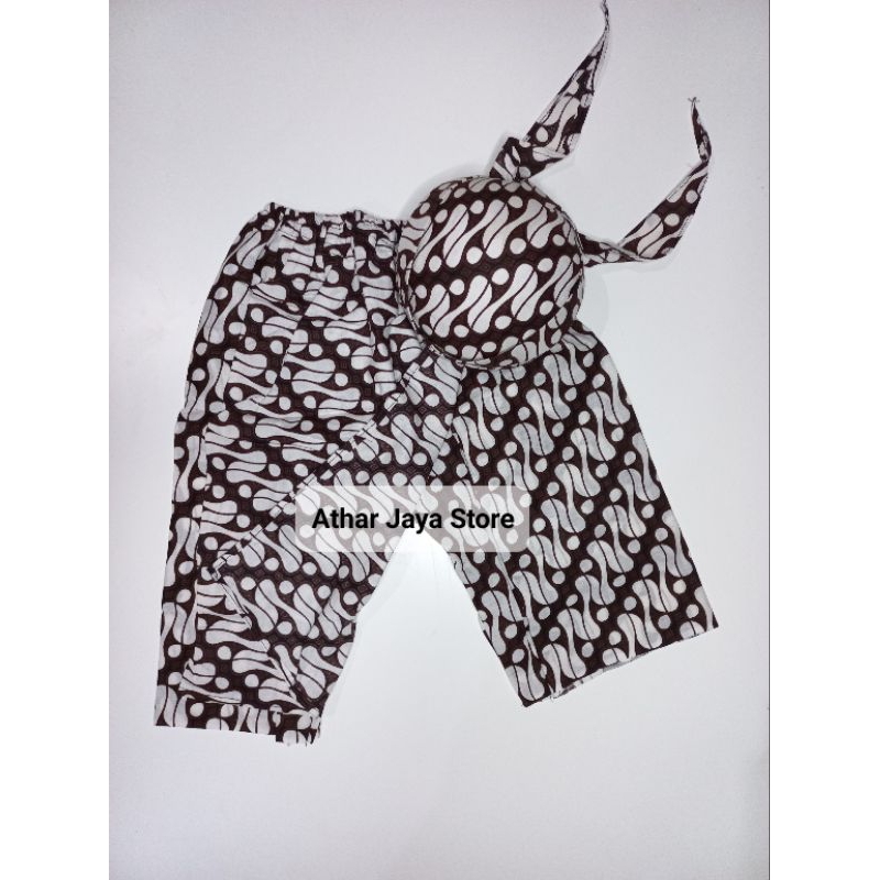 celana Rok Batik dan Blangkon anak / celana rok blangkon motif