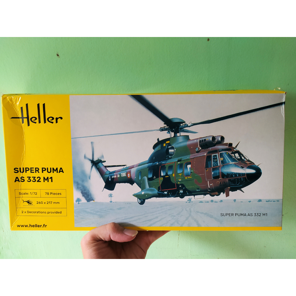 Model Kit Miniatur Heller Airbus Helikopter Super Puma AS 332 Skala 72 TNI AU Indonesia