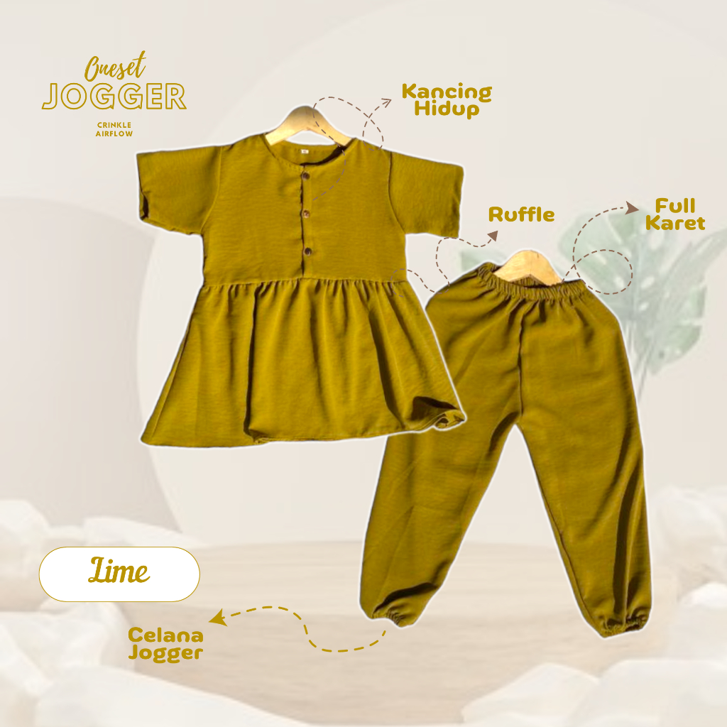 BAJU ANAK SETELAN JOGER ANAK PEREMPUAN//STELAN CRINKLE AIRFLOW