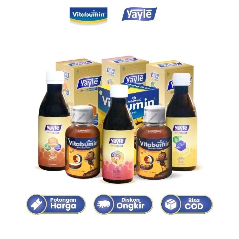 PAKET GEMOY Vitabumin 60ml/130ml + Yayle 120ml/200ml -  Madu Anak Penambah Lahap Makan, Perkembangan