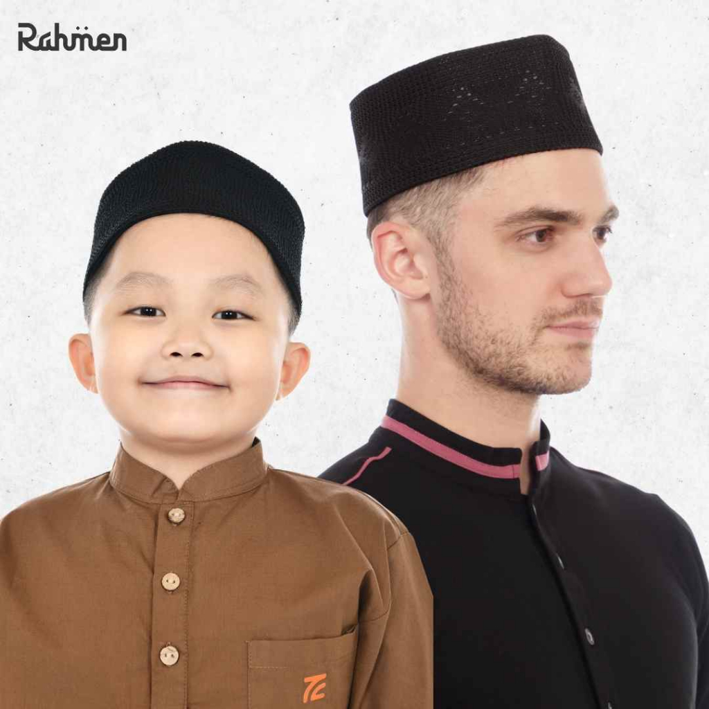 Rahmen - Songkok Rajut Nusantara Couple Ayah Anak warna Hitam Polos