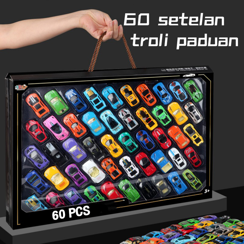 

Babycolor 60PCS Mainan Anak Mobil Mini Set Pull Back Bahan Alloy Mobil Balap Mini Anak Laki Laki