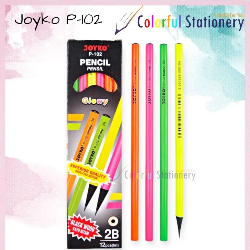 

Pensil 2B Joyko Batang Berwarna Kayu Hitam / Glowy P-102 (12 Pcs)