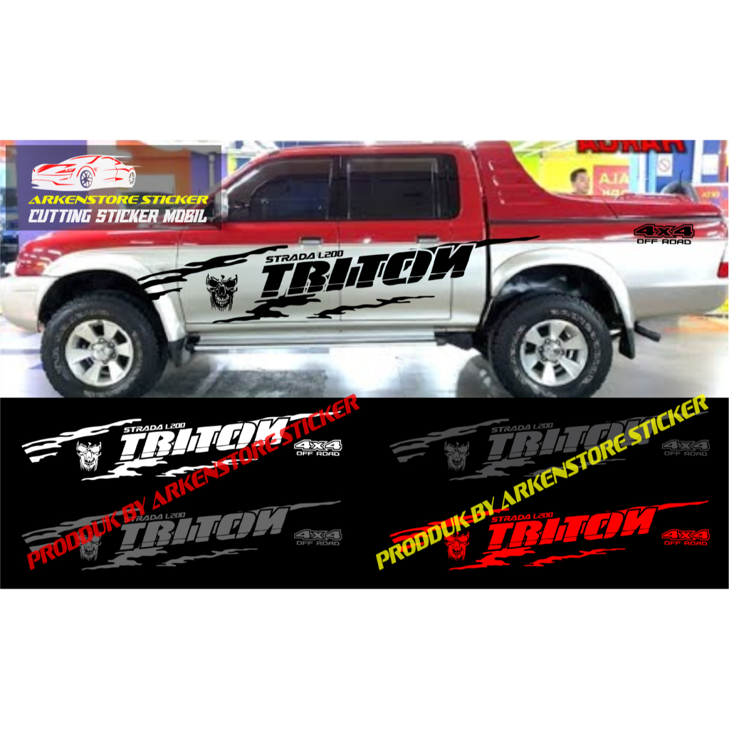 Sticker stiker mobil strada l200 triton cutting mobil mitsubishi strada triton l200