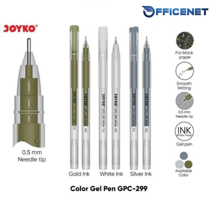 

GEL PENA PULPEN GPC-299 JOYKO PREMIUM COLOR GOLD SILVER TINTA WARNA