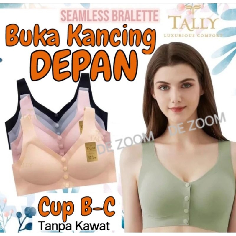 Bh Tally 2118 Buka KANCING DEPAN seamless Cup B-C tanpa kawat