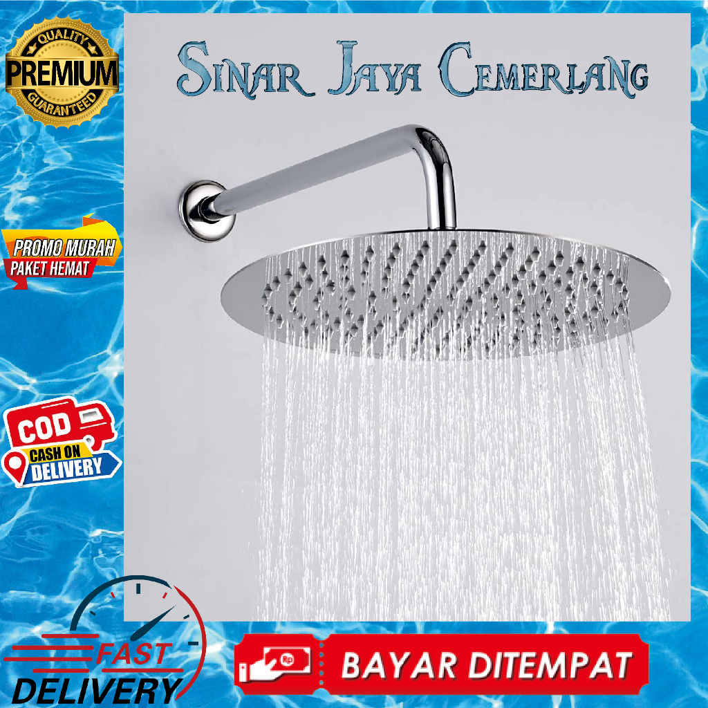 Wall Shower Stainless Bulat 6" - Wall Shower Dinding - Wall Shower Tanam