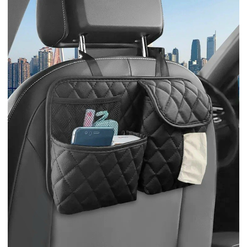 MH - TEMPAT TISSUE MOBIL KULIT GANTUNG CAR ORGANIZER BELAKANG JOK MOBIL