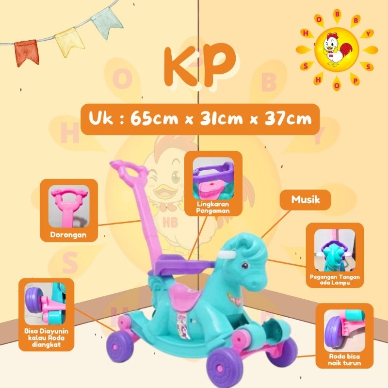 shp kp 561 kuda dorong anak duduk 2 in 1 mobil dorong anak cewek - kuda dorong anak shp toys kp