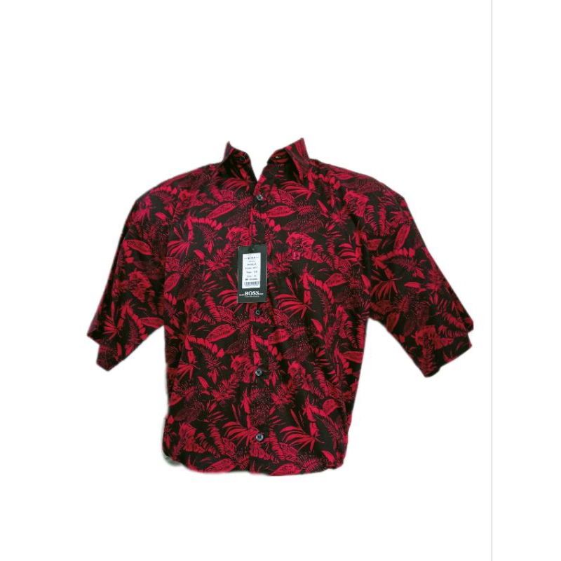 KEMEJA MERAH NATAL TERBARU BOSS LENGAN PENDEK