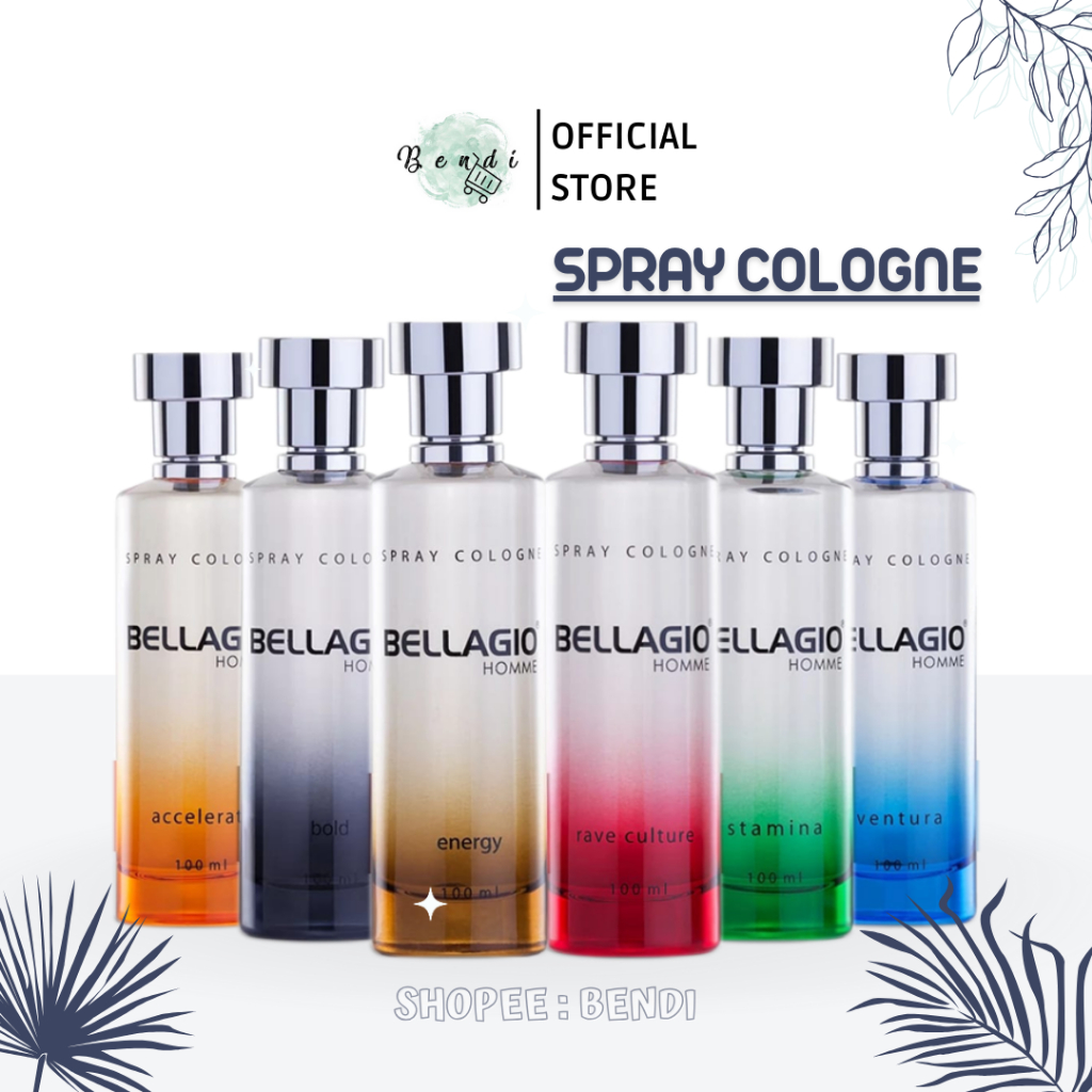 BELLAGIO Spray Cologne Homme 100 ml | Accelerate | Bold | Energy | Rave Culture | Stamina | Ventura 