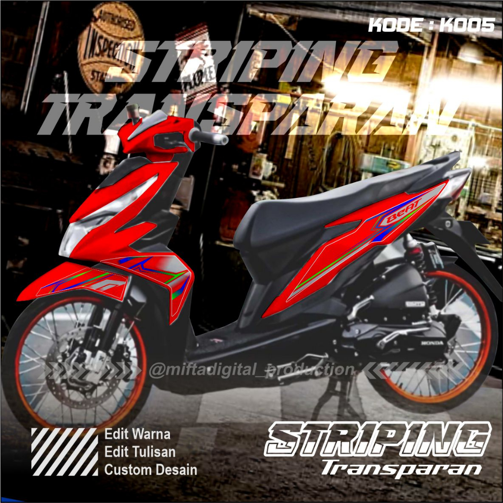 Striping Transparan Beat Street Full Body - Beat FI - Beat Esp - Beat Street Esp - Striping Sticker 