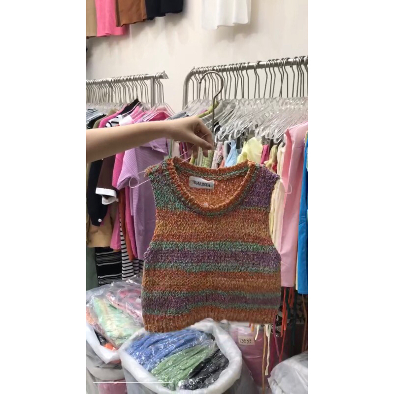 TANKTOP RAJUT COLOURFUL / ATASAN BAHAN RAJUT TANKTOP