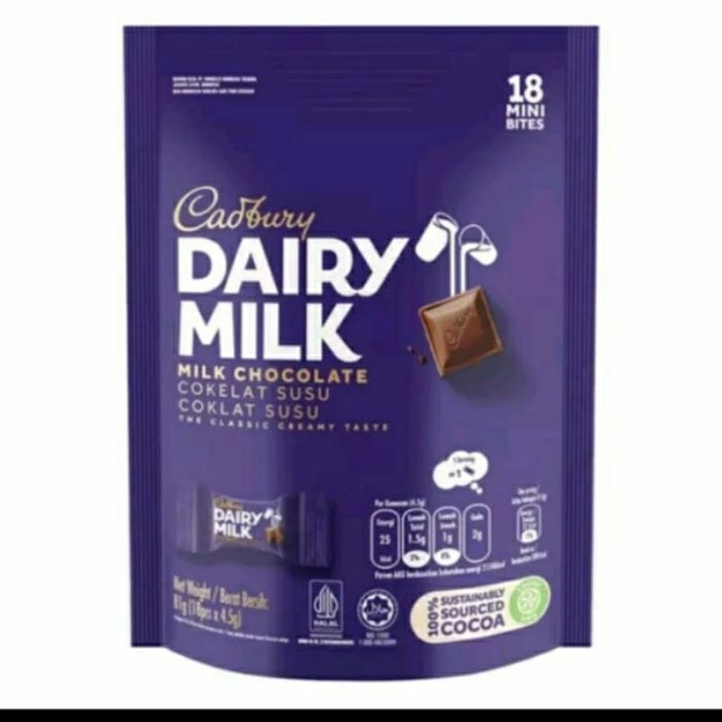 

CADBURY dairy milk mini BITES 81 gram pouch share it isi 18