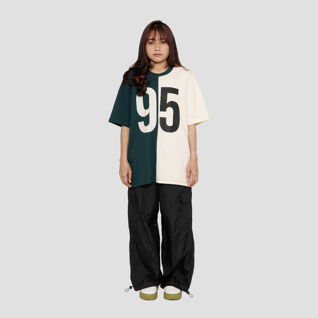 Woodlays Kaos T-Shirt Oversize Green-Ivory Twice 95