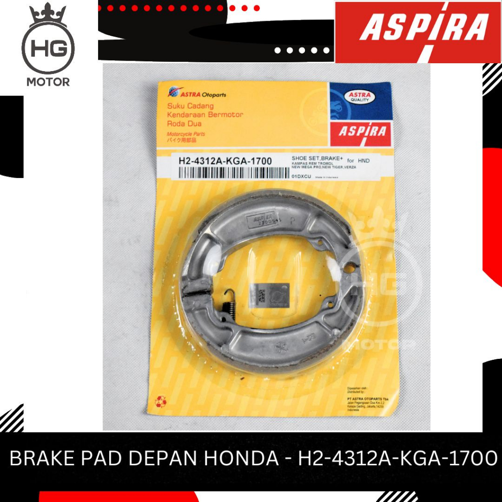 KAMPAS REM TROMOL ASPIRA MEGA PRO NEW 150 VERZA H2-4312A-KGA-1700