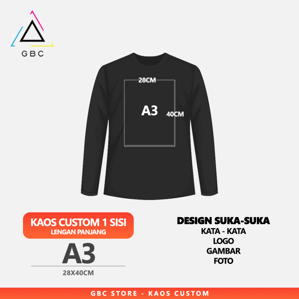 Kaos Custom / Kaos Custom Lengan Panjang / Kaos Custom Gambar / Kaos Custom Foto / Custom Kata Kata
