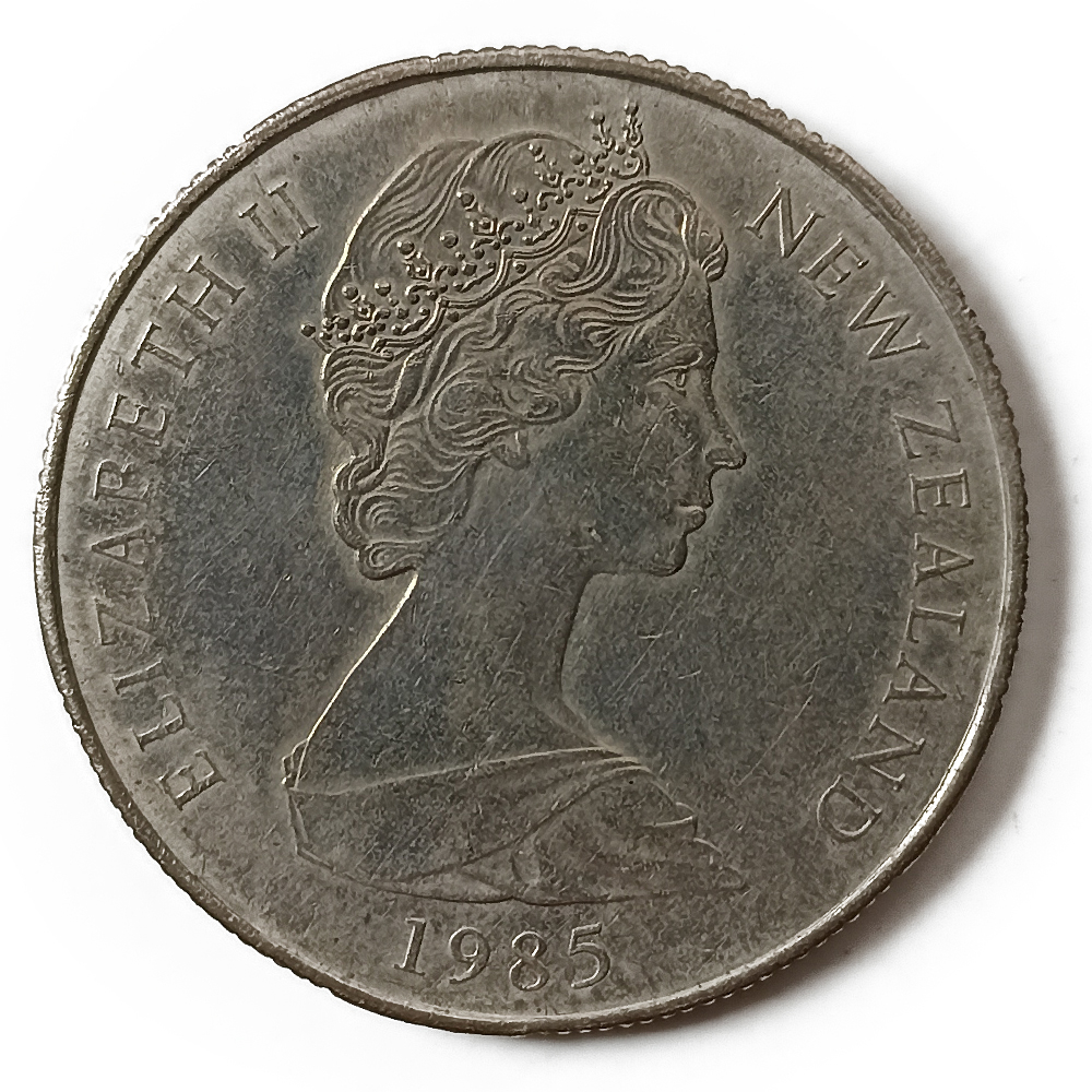 Koin Kuno Asing New Zealand 50 Cents - Elizabeth II Tahun 1985