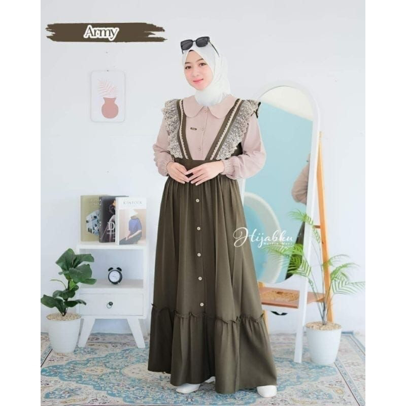 GAMIS RENDA JIHAN CRINGKEL AIRFLOW GAMIS TERBARU PREMIUM BEST SELLER-Army