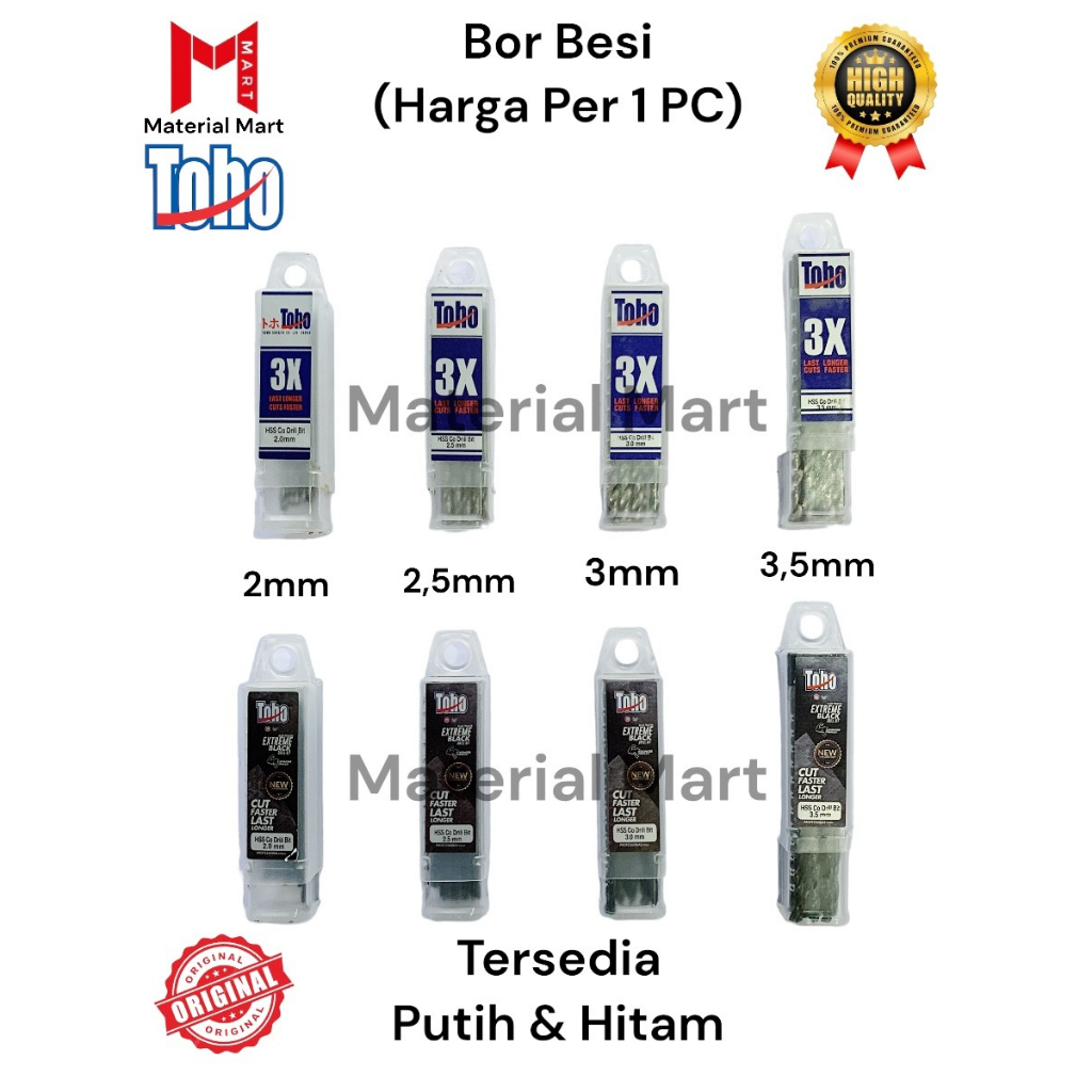 Mata Bor Besi 2mm | Bor Besi Toho 2,5mm | Isi Bor besi 3mm 3,5mm ASLI | Material Mart