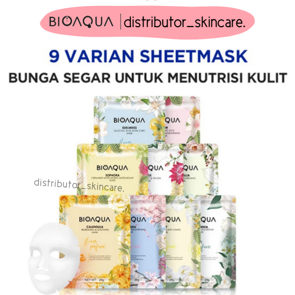BIOAQUA Sheet Mask Masker Wajah Flowers Series (28g/pcs)