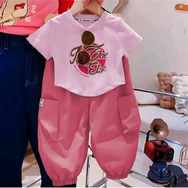 setelan baju kaos anak perempuan setelan joger anak perempuan 1-5tahun