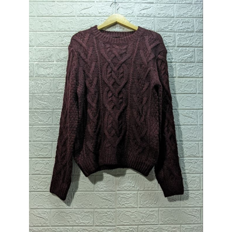 pl sweater rajut clride dark maroon