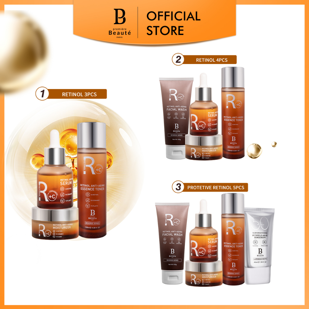 [Retinol Set]BPOM PREMIERE BEAUTE REVERSE SERIES RETINOL ANTI-AGING SET  SERUM/ MOISTRURIZER  Effectively Fade Fine Lines Skin is Firm &amp; Elastic Anti Wrinkle