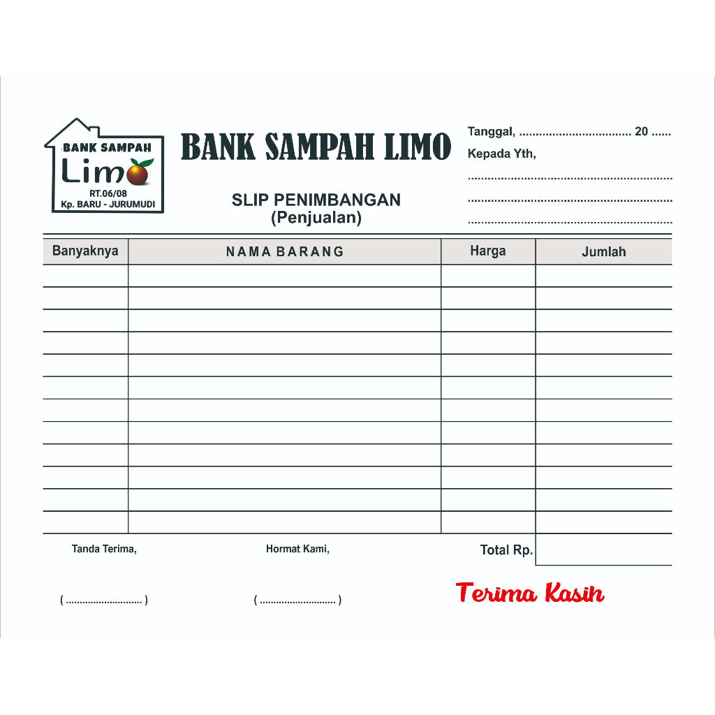 

HJK Nota 1/2 Folio 2 Ply Isi 100 Lembar Custom Nama Toko Usaha Sendiri Free Desain