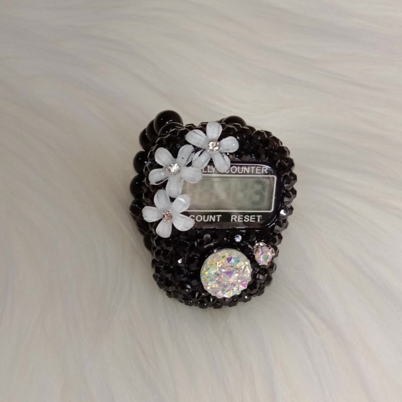 Tasbih digital blink bling swarovski non led hitam