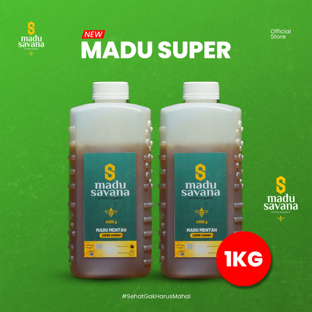 

Madu SAVANA 1kg Murni Nektar Bunga Randu Super Honey 100% Pure Raw Honey Alami - madu super